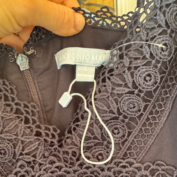 ANTONIO MELANI Mikaela Navy Lace Trim Maxi Dress - Picture 11 of 11